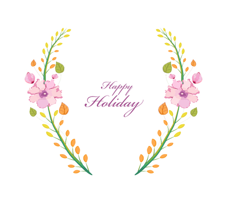 Watercolor Peony Branches. Spring Flower Laurel Branchesのイラスト素材