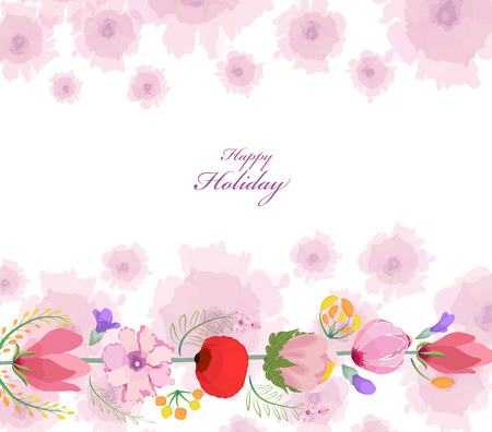 Floral background. Floral card. Watercolor floral bouquetのイラスト素材