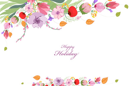 Floral background. Floral card. Watercolor floral bouquetのイラスト素材