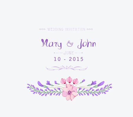 Wedding invitation watercolor. Beautiful floral backgroundのイラスト素材