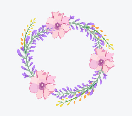 Watercolor flowers frame templateのイラスト素材