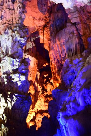 Thien Cung Cave in Ha Long Bay, Vietnamの写真素材