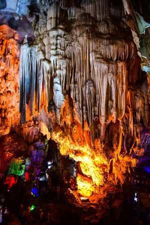 Thien Cung Cave in Ha Long Bay, Vietnamの写真素材