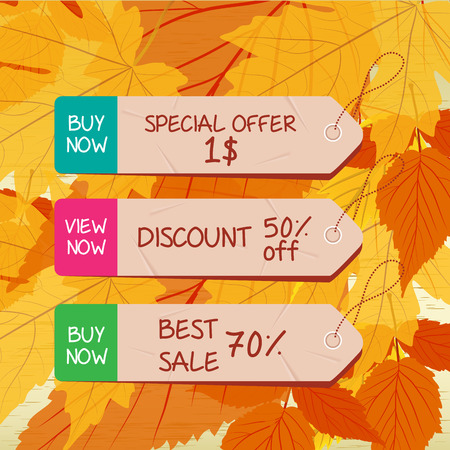 autumn leaves background with tags for sellerのイラスト素材