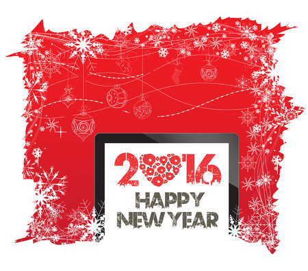 Happy New Year 2016 and Christmas backgroundのイラスト素材