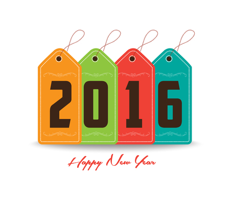 Happy new year 2016 with colorful tagのイラスト素材