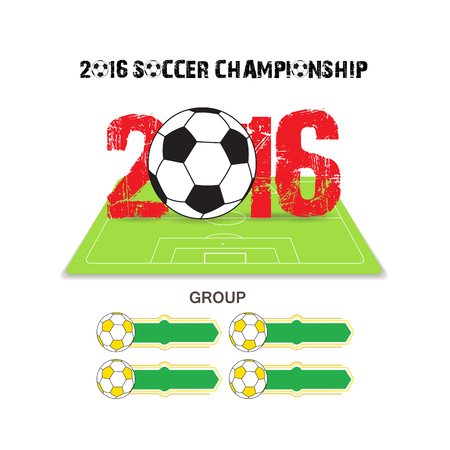 Happy new year 2016 with soccer ball groupのイラスト素材