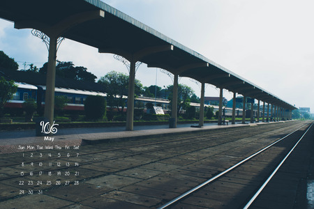 2016 Calendar. May. Train station