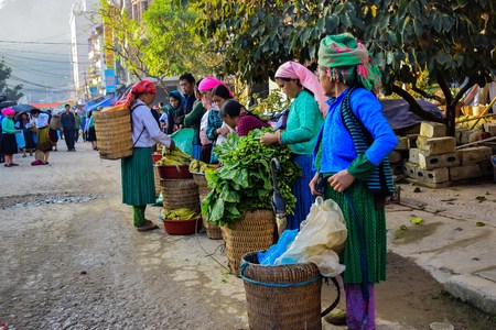 HA GIANG, VIETNAM - November 08, 2015: Woman in ethnic Hmong fair in Ha Giang, Vietnam. Ha Giang is home to mostly Hmong live.のeditorial素材