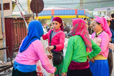 HA GIANG, VIETNAM - November 08, 2015: Woman in ethnic Hmong fair in Ha Giang, Vietnam. Ha Giang is home to mostly Hmong live.のeditorial素材