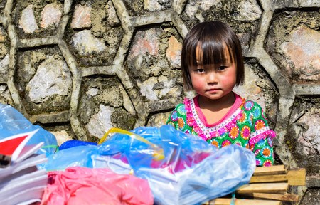 Ha Giang, Vietnam, November 8, 2015 Hmong ethnic children, Ha Giang highland Vietnam.のeditorial素材