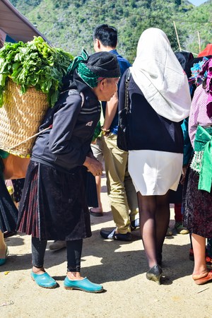HA GIANG, VIETNAM - November 8, 2015: Woman in ethnic Hmong fair in Ha Giang, Vietnam. Ha Giang is home to mostly Hmong live.のeditorial素材