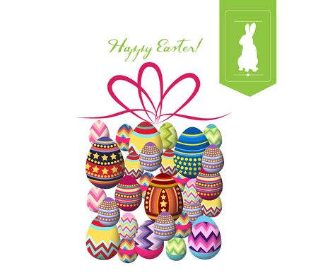 happy easter typographical and gift eggs backgroundのイラスト素材