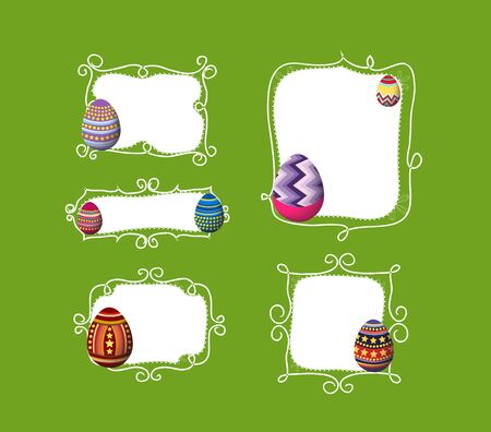 easter eggs doodle boderのイラスト素材
