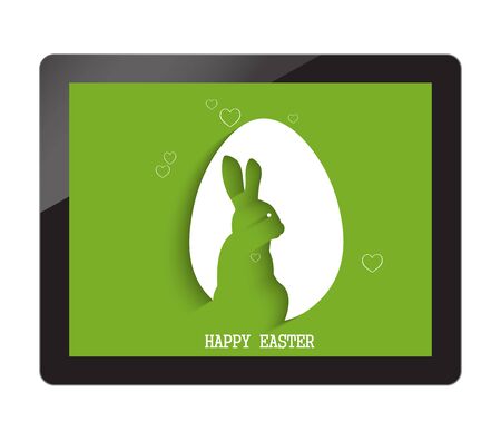 happy easter with egg shadow with bunny on tabletのイラスト素材