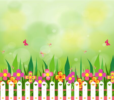 spring background with white grassのイラスト素材