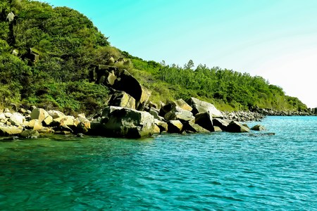 Bai Tranh beach, popular tourist destinations at Nha Trang. Vietnamの写真素材