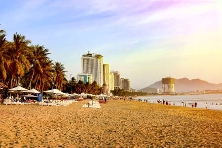 sunset on Nha Trang beachのeditorial素材