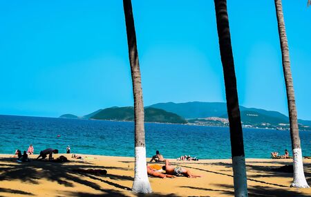 Vietnamese scene: People on the beach in Nha Trangのeditorial素材