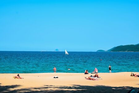 Vietnamese scene: People on the beach in Nha Trangのeditorial素材