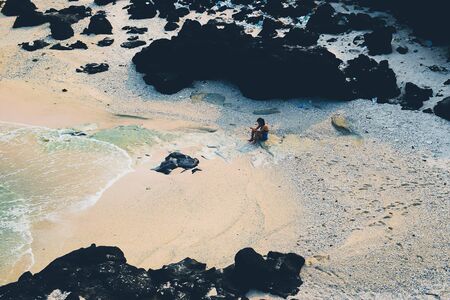 Ly son island in the blue seaの写真素材
