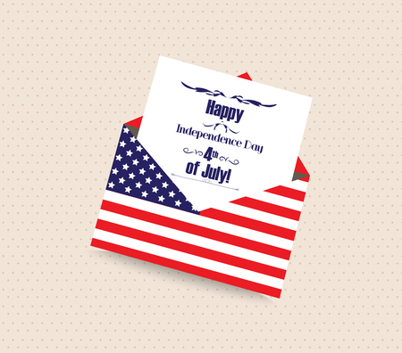 Happy 4th of July greeting card with envelopeのイラスト素材