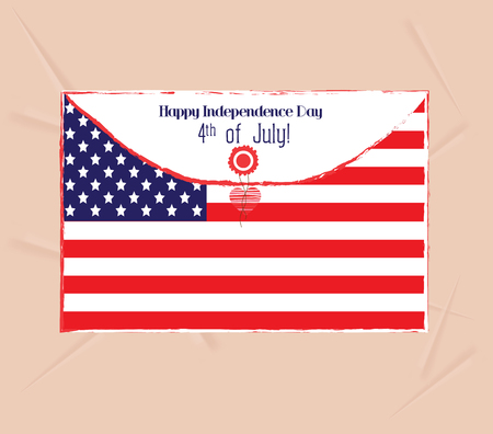 Happy 4th of July envelope greeting cardのイラスト素材