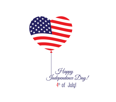Independence day of the USA typographical background. Shining realistic balloonsのイラスト素材