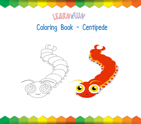 Centipede coloring book educational gameのイラスト素材