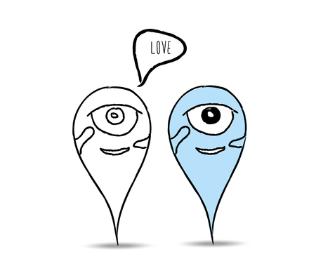 cartoon monster with thought bubbleのイラスト素材