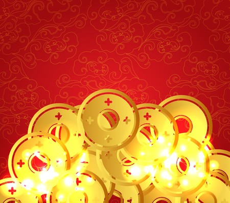 Chinese Copper Coinsのイラスト素材