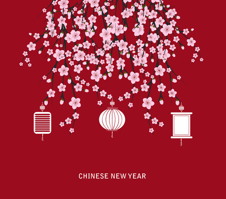 traditional chinese new year. Blossom background.のイラスト素材