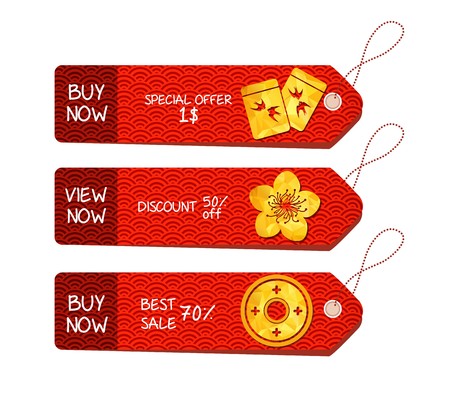 Chinese new year. Paper labels set for sale.のイラスト素材