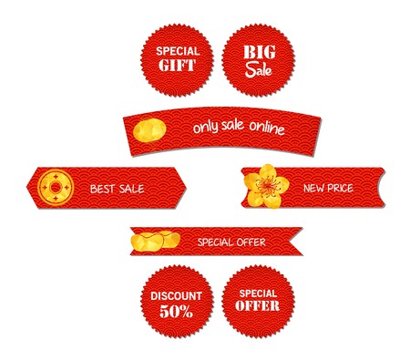 Chinese new year design elements. Chinese tags for saleのイラスト素材