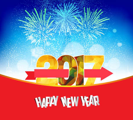 Happy new year fireworks 2017 background designのイラスト素材