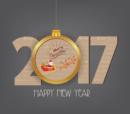 Merry christmas and  happy new year 2017 santa claus designのイラスト素材
