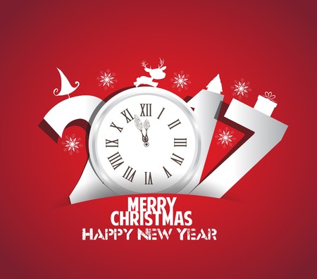 Merry Christmas and New Year Card Background - 2017のイラスト素材