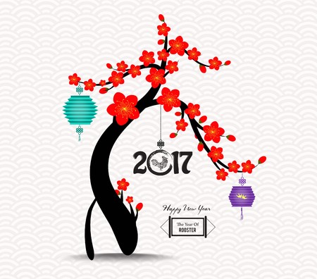 Chinese new year blossom tree 2017 backgroundのイラスト素材