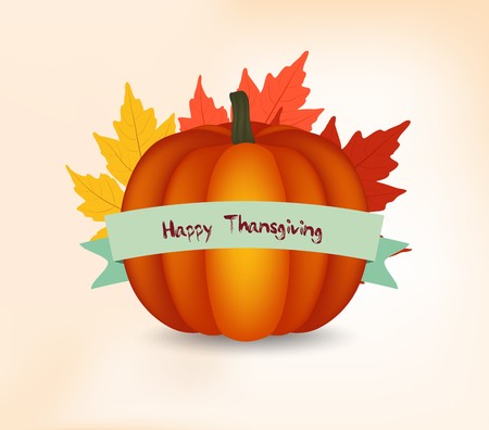 Thanksgiving Day background with maple leaf and pumpkinのイラスト素材