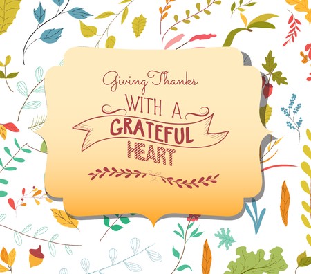 Thanksgiving card floral elements and autumn leaves, acornsのイラスト素材