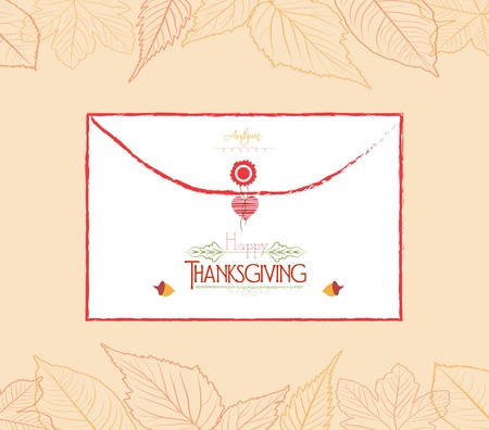 Happy Thanksgiving envelopes leaves backgroundのイラスト素材