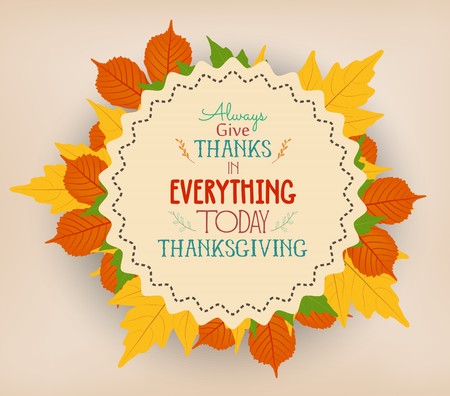 Happy Thanksgiving background with colorful autumn leavesのイラスト素材