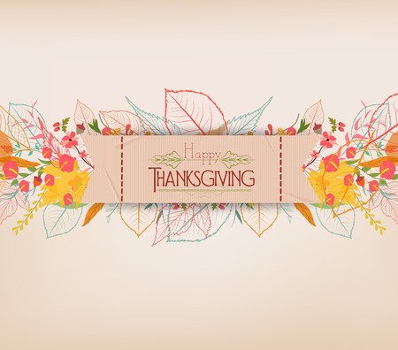 Happy Thanksgiving. Background of stylized autumn leaves for greeting cardのイラスト素材