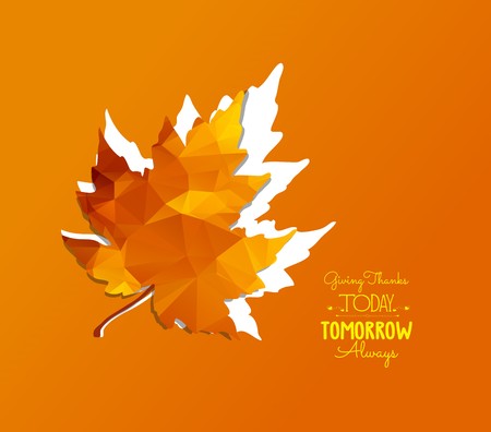 Happy Thanksgiving background with polygonal maple leafのイラスト素材