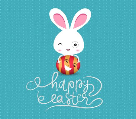 Happy easter eggs and bunny funny.のイラスト素材