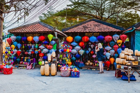 Colored vietnamese silk lanterns