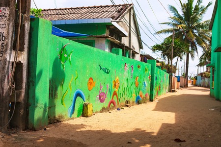 TAM THANH, TAM KY, VIETNAM - MARCH 16, 2017: Painted wall, Street arts in Tam Thanh mural Villageのeditorial素材