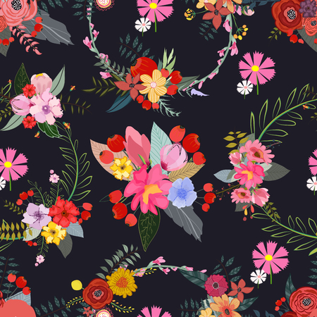 Floral background pattern, flower, seamlessのイラスト素材