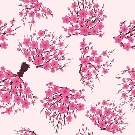 Spring blossom flowers backgrounds - seamless floral patternのイラスト素材