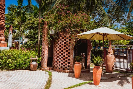 HOI AN, VIETNAM - MARCH 19, 2017: Terra cotta museum in the Thanh Ha Pottery Village. The village was formed at the end of the 15th century, by the Thu Bon river, Quang Nam, Vietnam.のeditorial素材